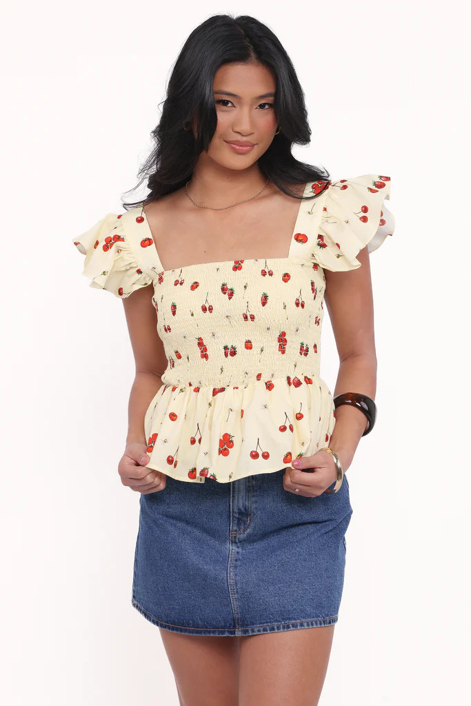 Remira Smocked Ruffle Top - Yellow Cherry | Petal & Pup (US)