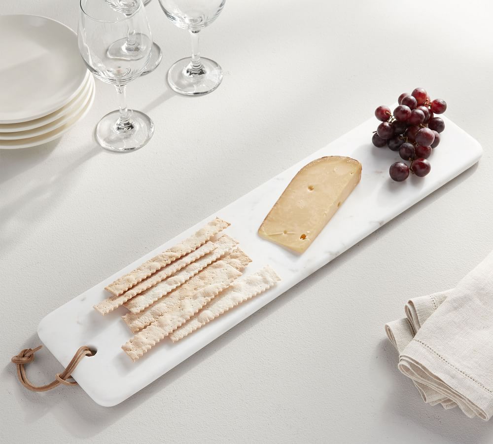 White Marble Cheese Board with Leather Loop | Pottery Barn (US)