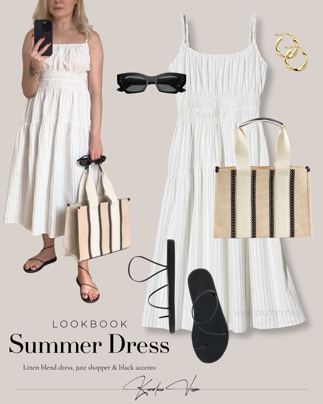 Summer Dress 🤍☀️

Tags: white striped linen blend camisole dress uniqlo jute shopper bag h&m black kansiz sandals ancient greek sandals black ray-ban sunglasses gold hoop earrings summer outfit casualwear casual style vacation outfit beach outfit holiday outfit comfy casual

#LTKsummer #LTKstyletip #LTKtravel