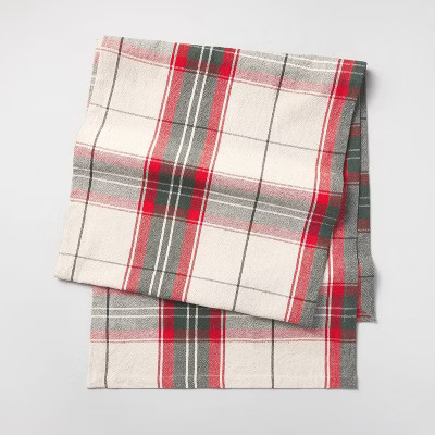 Holiday Plaid Oversized Table Runner Red/Green - Hearth & Hand™ with Magnolia | Target