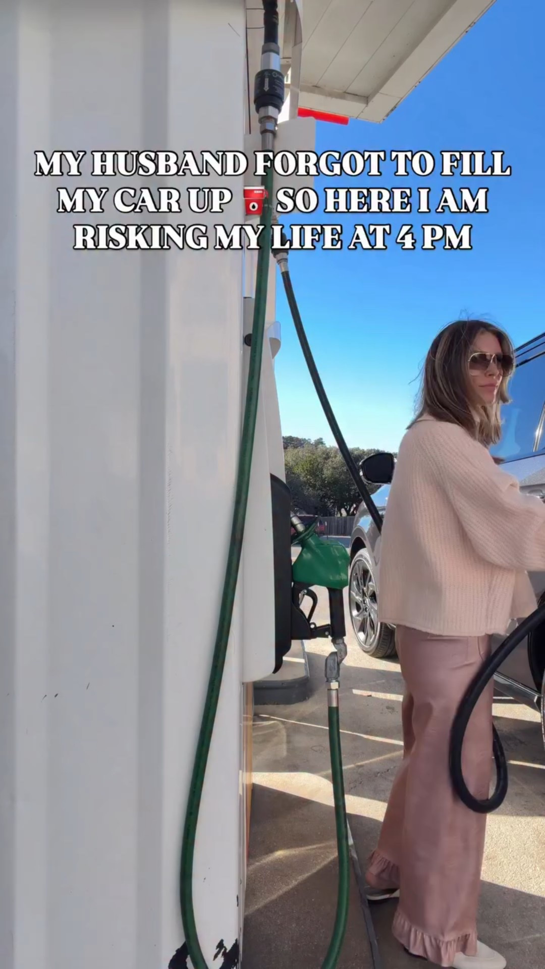 My outfit has matched every vibe today except for filling up my own gas⛽️ That task is never cute 🤦🏼‍♀️😂🤷🏼‍♀️ comment SHOP for outfit details straight to your DM‘s! #relatable #funnymarriage #style #texasoutfit #texasmom