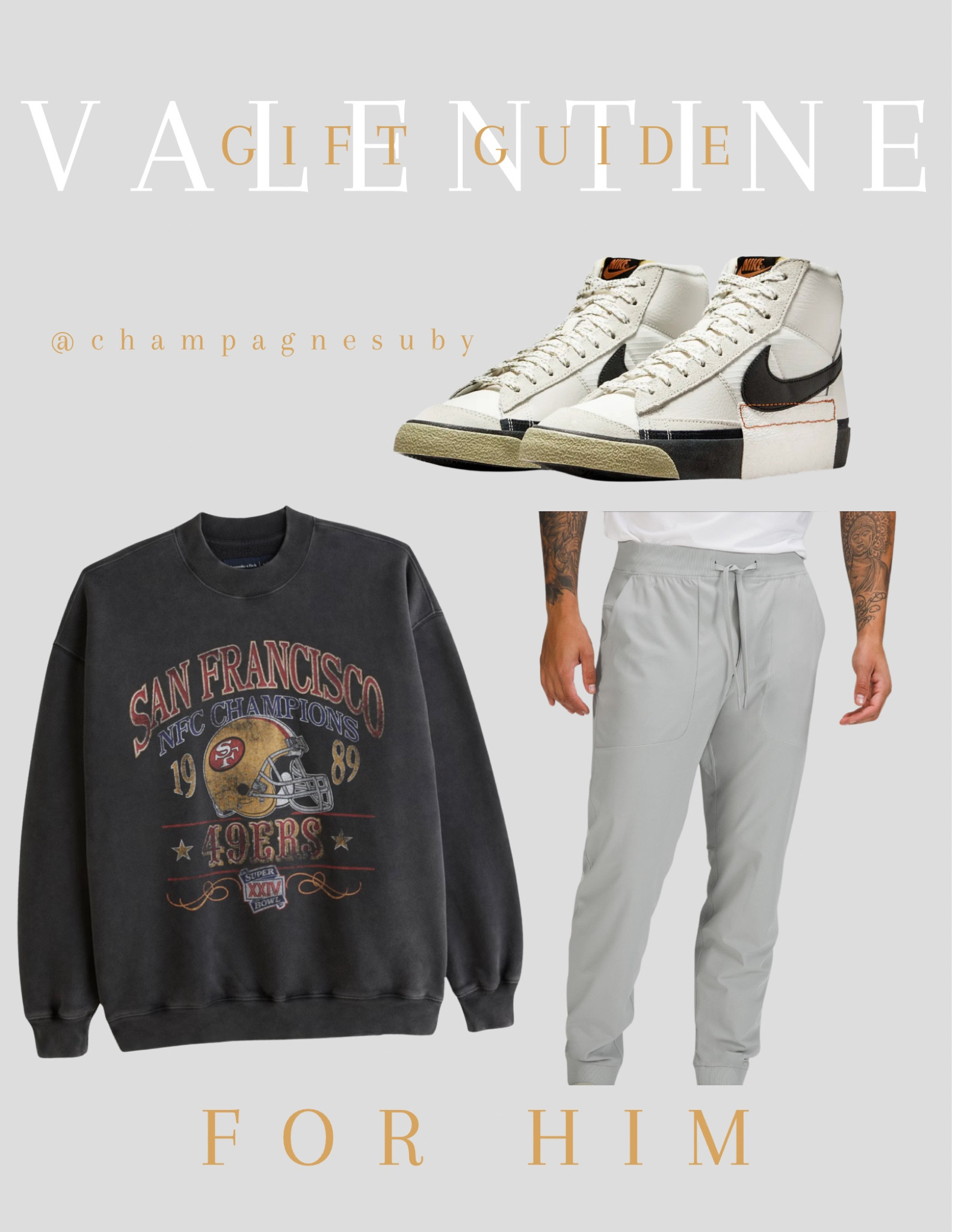 Let me help you shop for the guys in your life this Valentine’s Day!
These gifts are super casual and can be gifted without any relationship pressure to be romantic.
And if you haven’t tried on the A&F NFL line of crewnecks, you’re missing out. SO COMFY. It’s really a gift for both of you 😉 

#LTKmens #LTKMostLoved #LTKGiftGuide