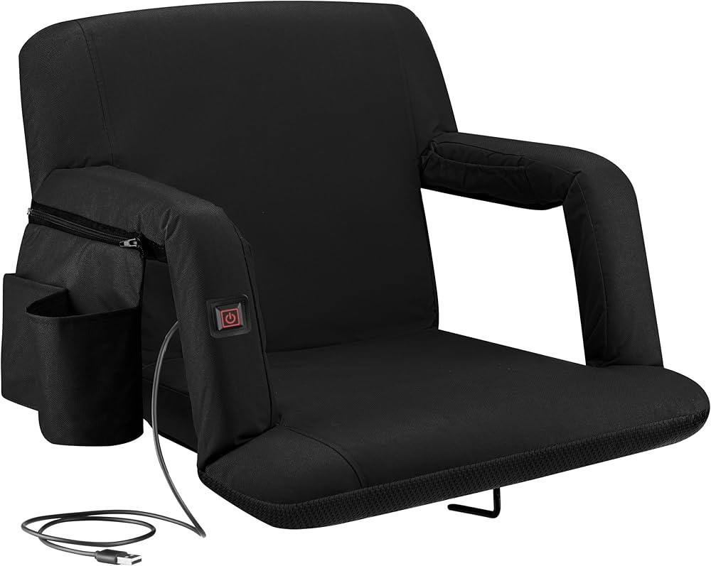 Alpcour Heating Massage Stadium Seat – Deluxe Reclining Bleacher Chair with Back & Arm Support ... | Amazon (US)