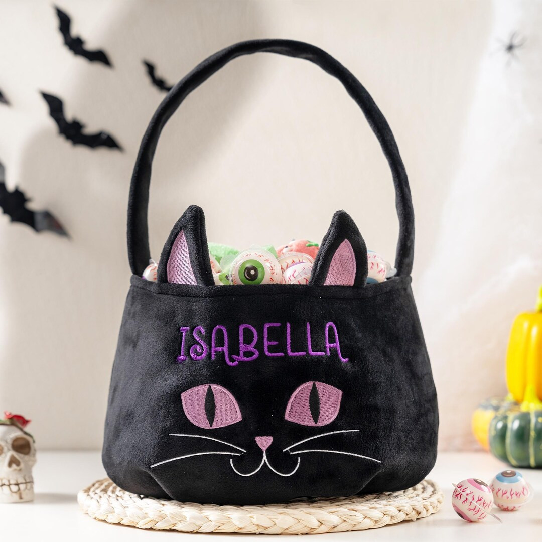 Custom Halloween Basket Trick or Treat Bucket Embroidered Candy Bag Halloween Party Decorations -... | Etsy (US)