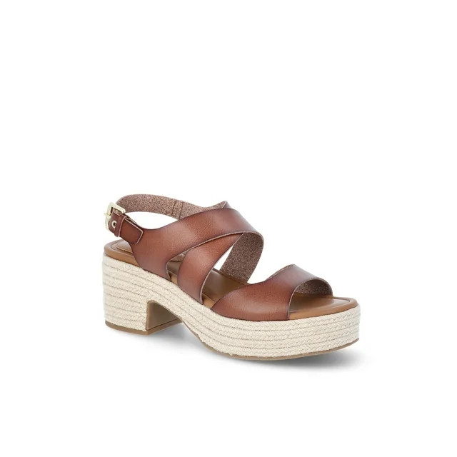 Free Assembly Women's Platform Strappy Block Heel Sandals | Walmart (US)