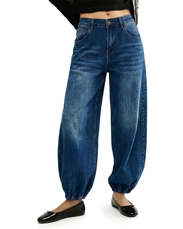 Flowyair Women Barrel Jeans High Waisted Wide Leg Baggy Harem Denim Pants | baggy, jogger, boyfri... | Amazon (US)
