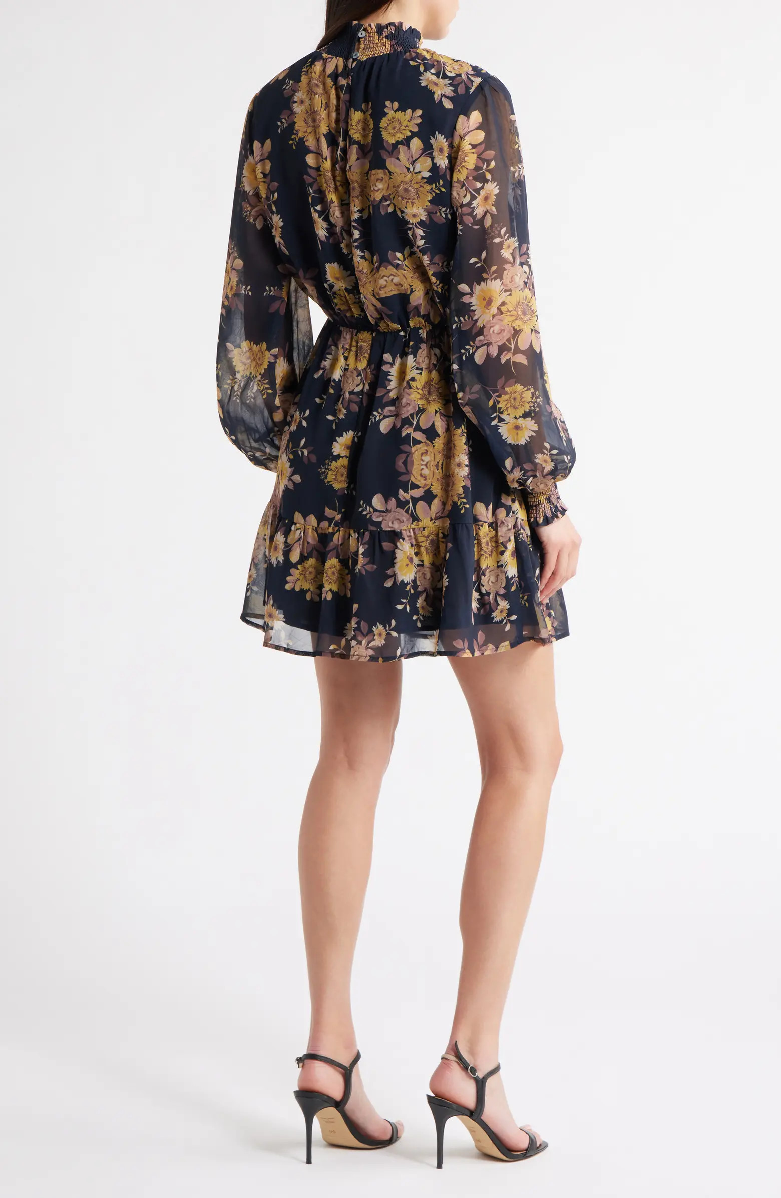 Lost + Wander Water Lily Floral Mock Neck Long Sleeve Dress | Nordstrom | Nordstrom