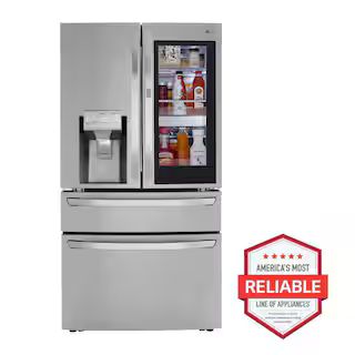 LG 23 cu. ft. Smart French Door Refrigerator InstaView, Door-In-Door & Craft Ice, PrintProof Stainless Steel, Counter Depth | The Home Depot