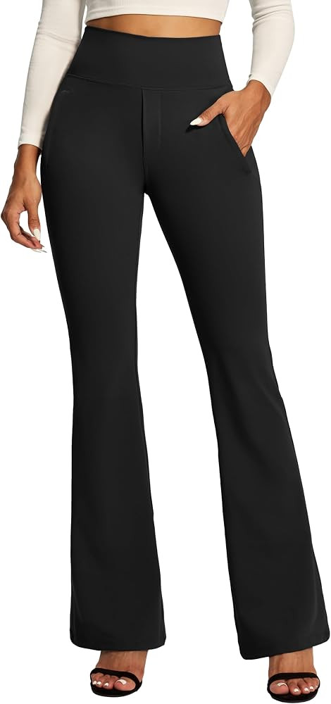 IUGA Stretchy Dress Pants Women High Waist Work Pants Business Casual Bootcut Slacks Pull On Trou... | Amazon (US)