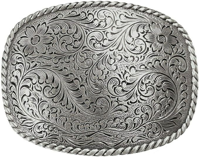Western Antique Floral Engraved Rope Edge Design Belt Buckle Fits 1-1/2"(38mm) Wide Belt | Amazon (US)