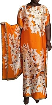 Kaftan Dresses for Women,Crew Neck Lightweight 3/4 Sleeve Boho Maxi Dress with Scarf Beach Dresse... | Amazon (US)