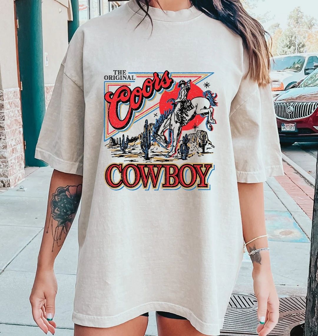 Coors Original Cowboy Comfort Colors Shirt, Comfort Colors Western Tshirt, Rodeo Shirt | Etsy (US)
