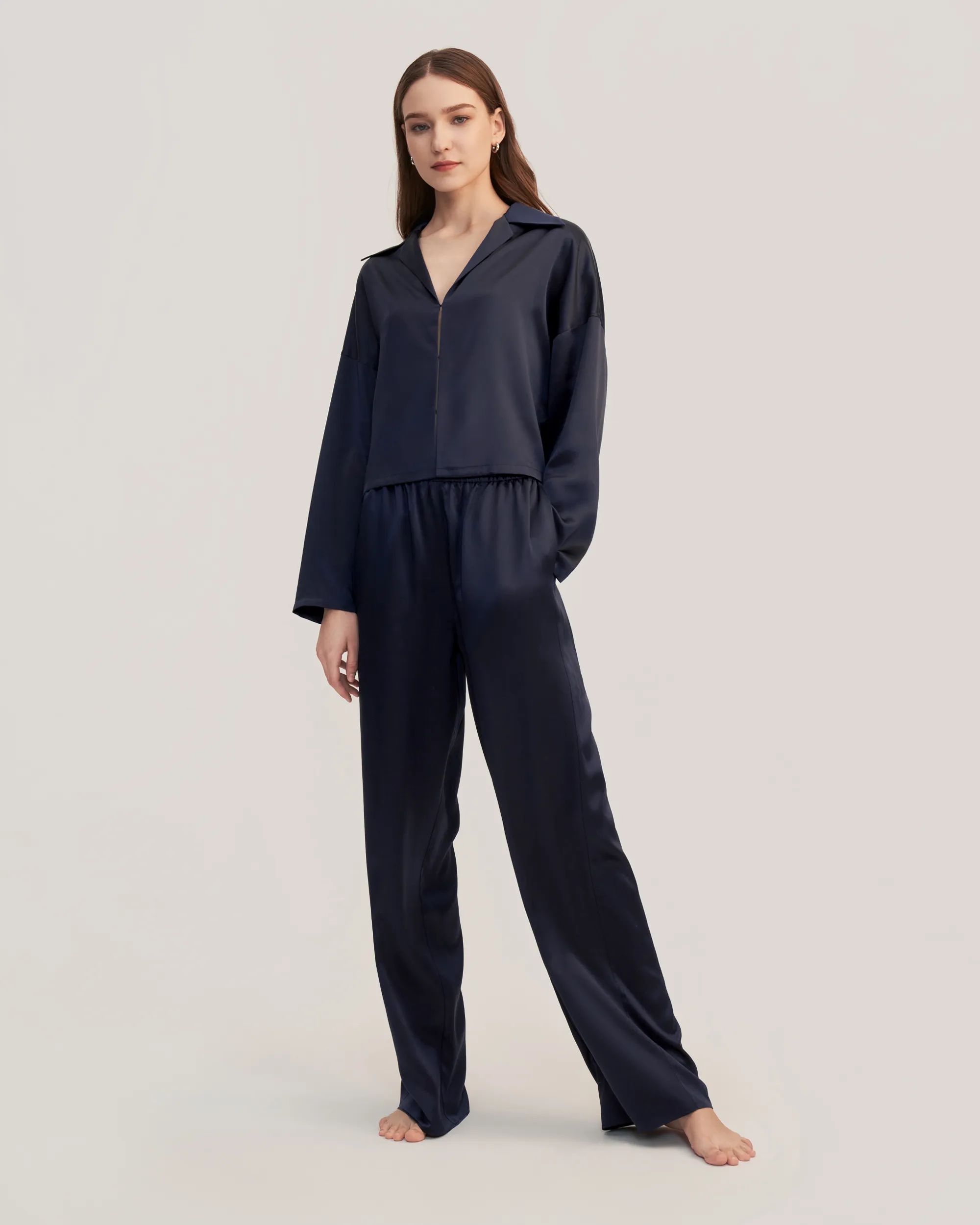 Jasmine Silk Satin Pullover Pajama Set | LilySilk