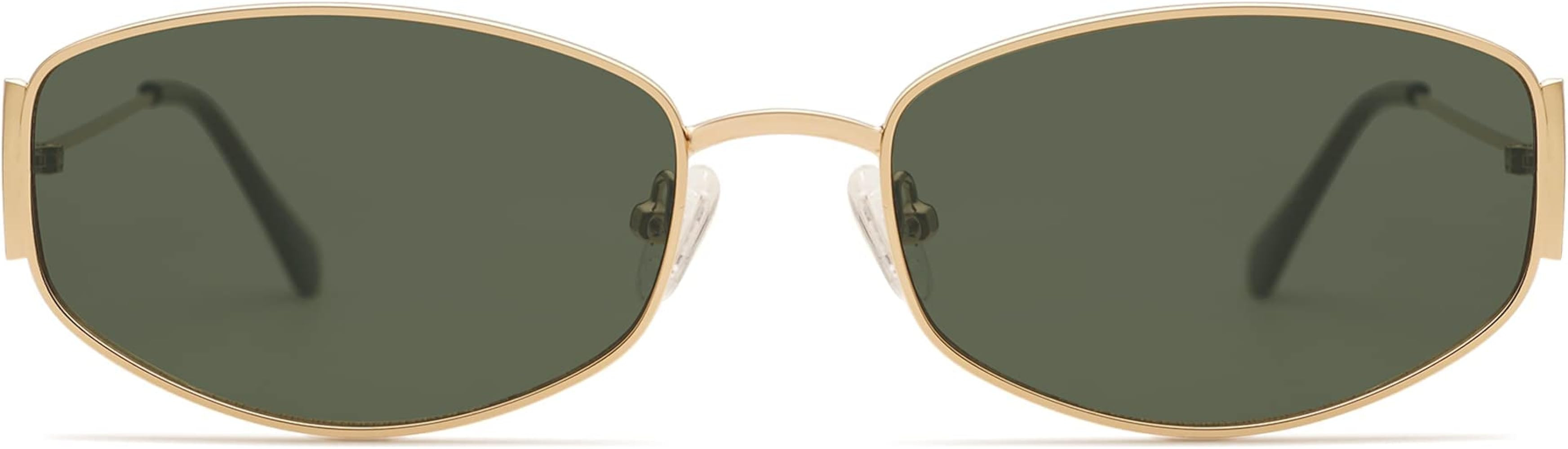 Appassal Retro Oval Sunglasses For Women Men Hexagonal Rectangle Metal Frame Sun Glasses AP3625 | Amazon (US)