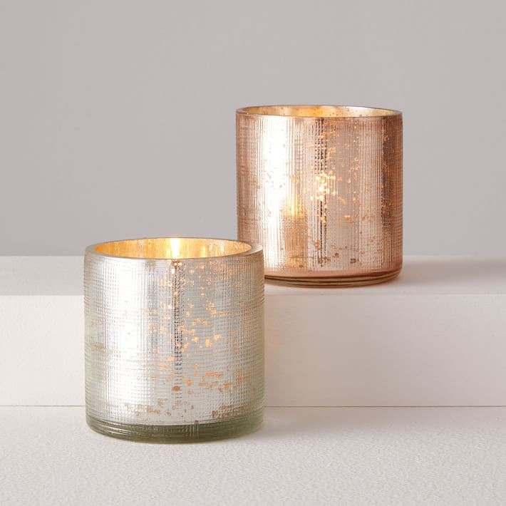 Crosshatch Textured Mercury Candleholders | West Elm (US)