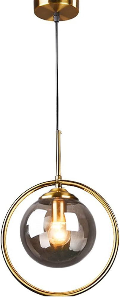 Debbte Industrial Vintage Pendant Light Brass Metal Ring with Glass Globe Lamp Shade Retro Loft B... | Amazon (US)