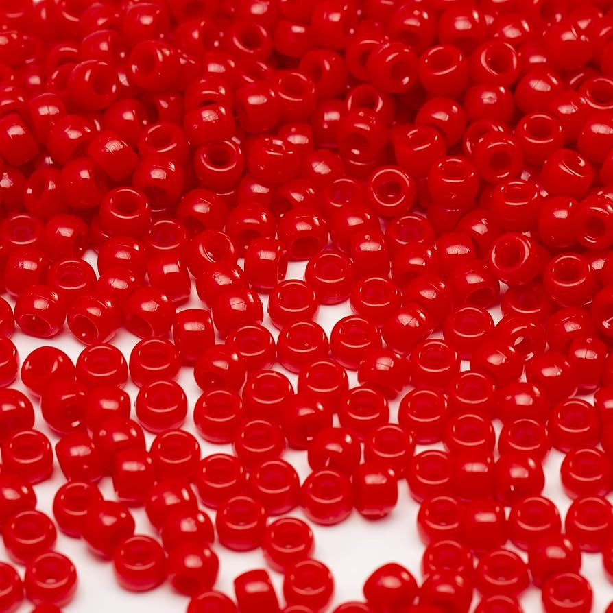 1000 Pcs Acrylic Red Pony Beads 6x9mm Bulk for Arts Craft Bracelet Necklace Jewelry Making Earrin... | Amazon (US)