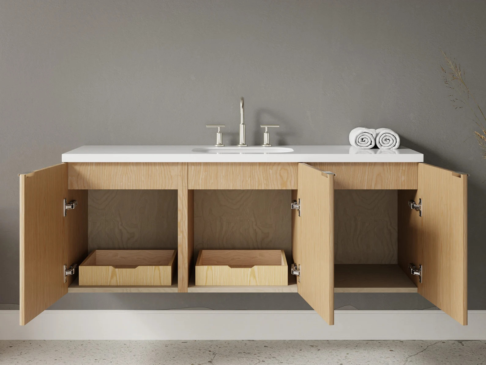 Reeded Floating Bathroom Vanity FREE SHIPPING Single Sink - Etsy | Etsy (US)