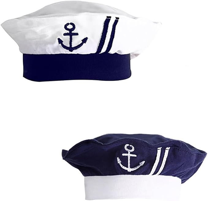 LXKIKMM Baby Infant Boy Girl Nautical Sailor Embroidered Anchor Hat, 2 Colors | Amazon (US)