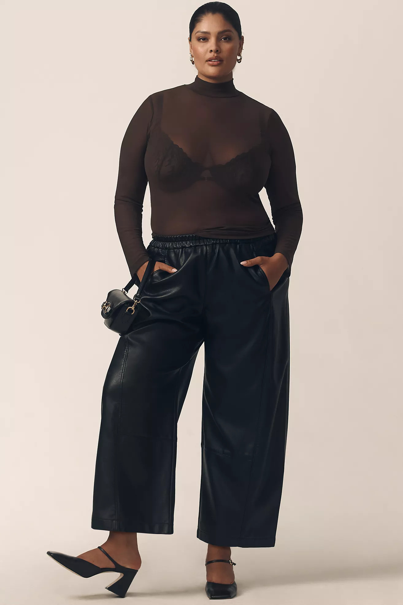The Izzie Relaxed Pull-On Barrel Pants by Pilcro: Faux-Leather Edition | Anthropologie (US)