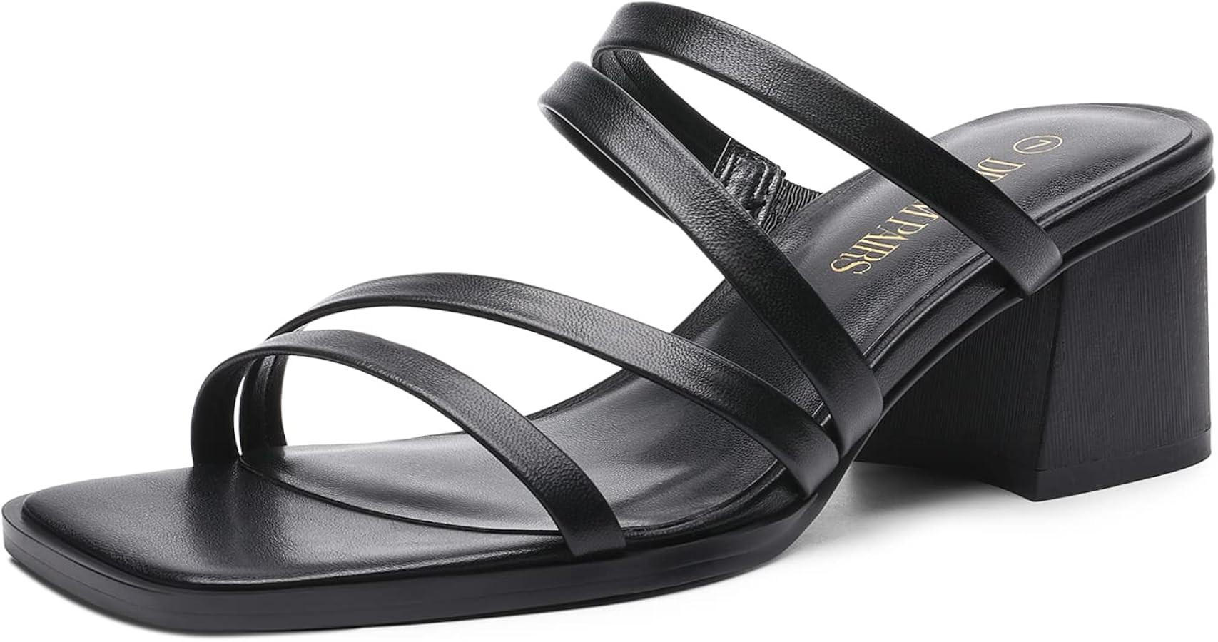 DREAM PAIRS Women's Strappy Heels Block Open Toe Low Heel Chunky Mules Sandals Dress Shoes | Amazon (US)