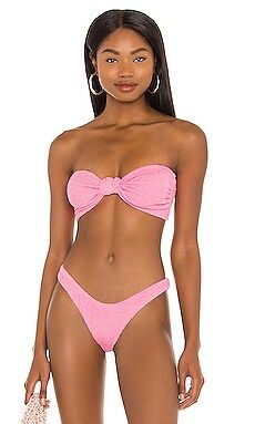 It's Now Cool The Knot Bandeau Bikini Top in Crinkle Pink from Revolve.com | Revolve Clothing (Global)