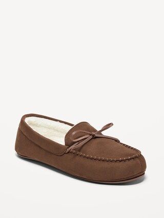 Faux-Suede Sherpa-Lined Moccasin Slippers for Men | Old Navy (US)