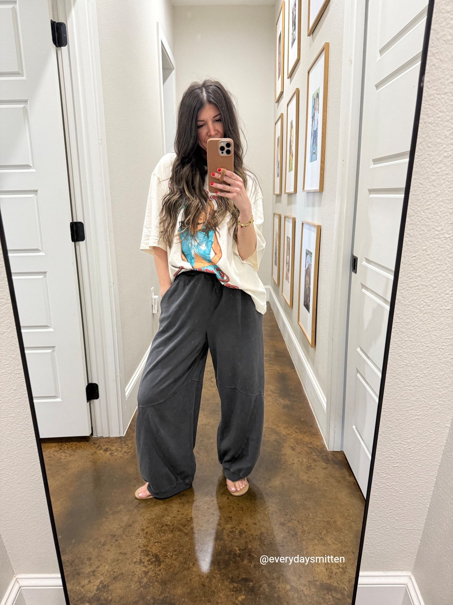 comfy spring outfit! 
-pants are XS! These are hands down the comfiest pants I’ve ever owned. They’re like a lived in tshirt for your legs!
-britney spears graphic tee: L; I sized up two to get an oversized look! 
-tkees flip flops: 6 tts

#LTKFindsUnder50 #LTKSaleAlert #LTKPetite