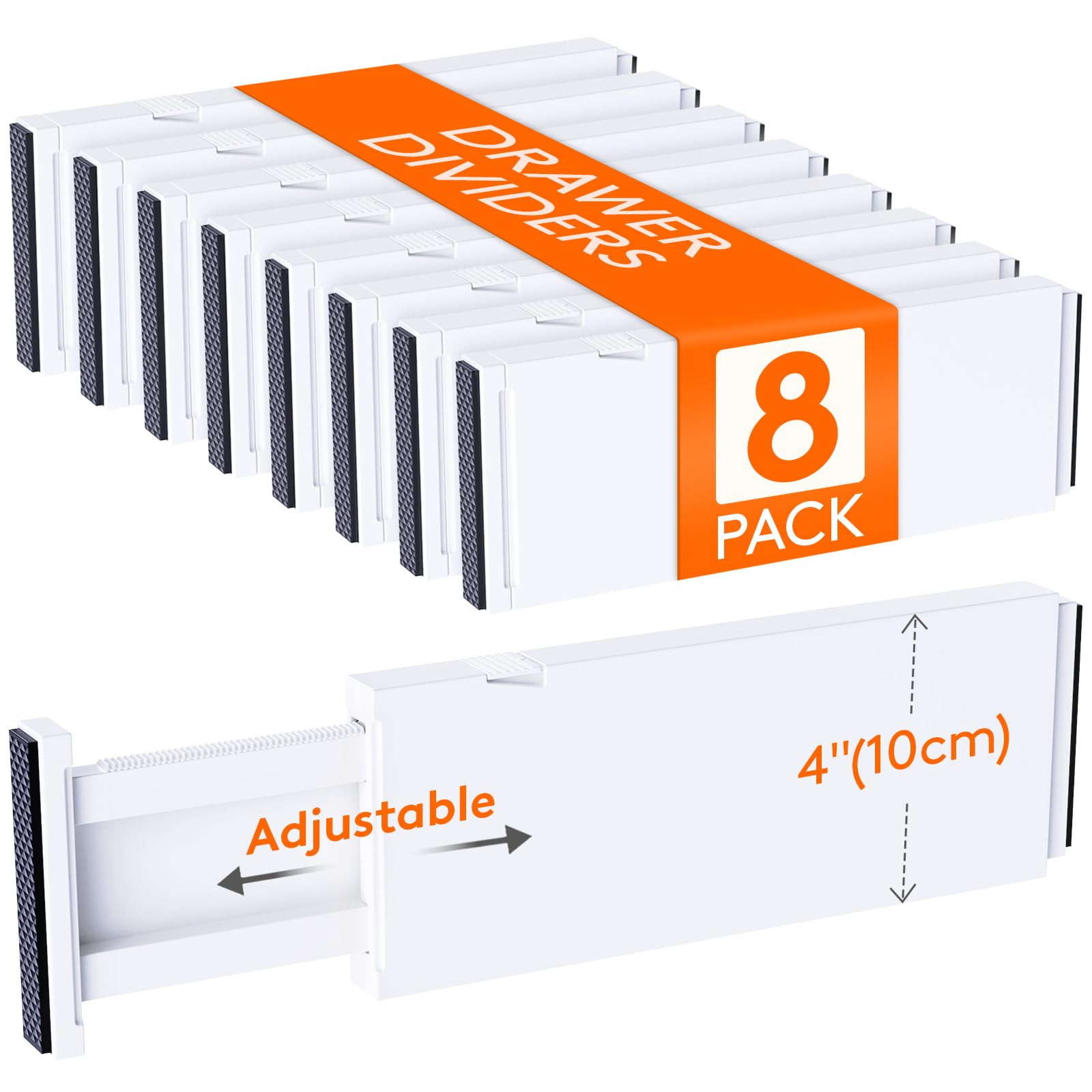 Lifewit 8 Pack Drawer Dividers 4" High, 11-17" Adjustable Dresser Drawer Organizers for Clothes, ... | Amazon (US)