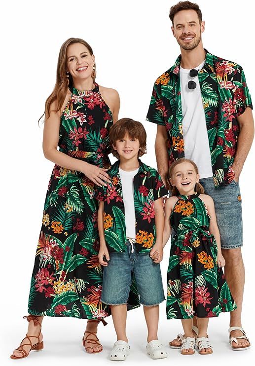 PATPAT Matching Hawaiian Outfits for Family Mommy and Me Dresses Matching Set Tropical Floral Hal... | Amazon (US)