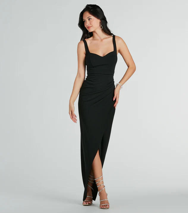 Nanali Formal Crepe Sweetheart Wrap Long Dress | Windsor Stores