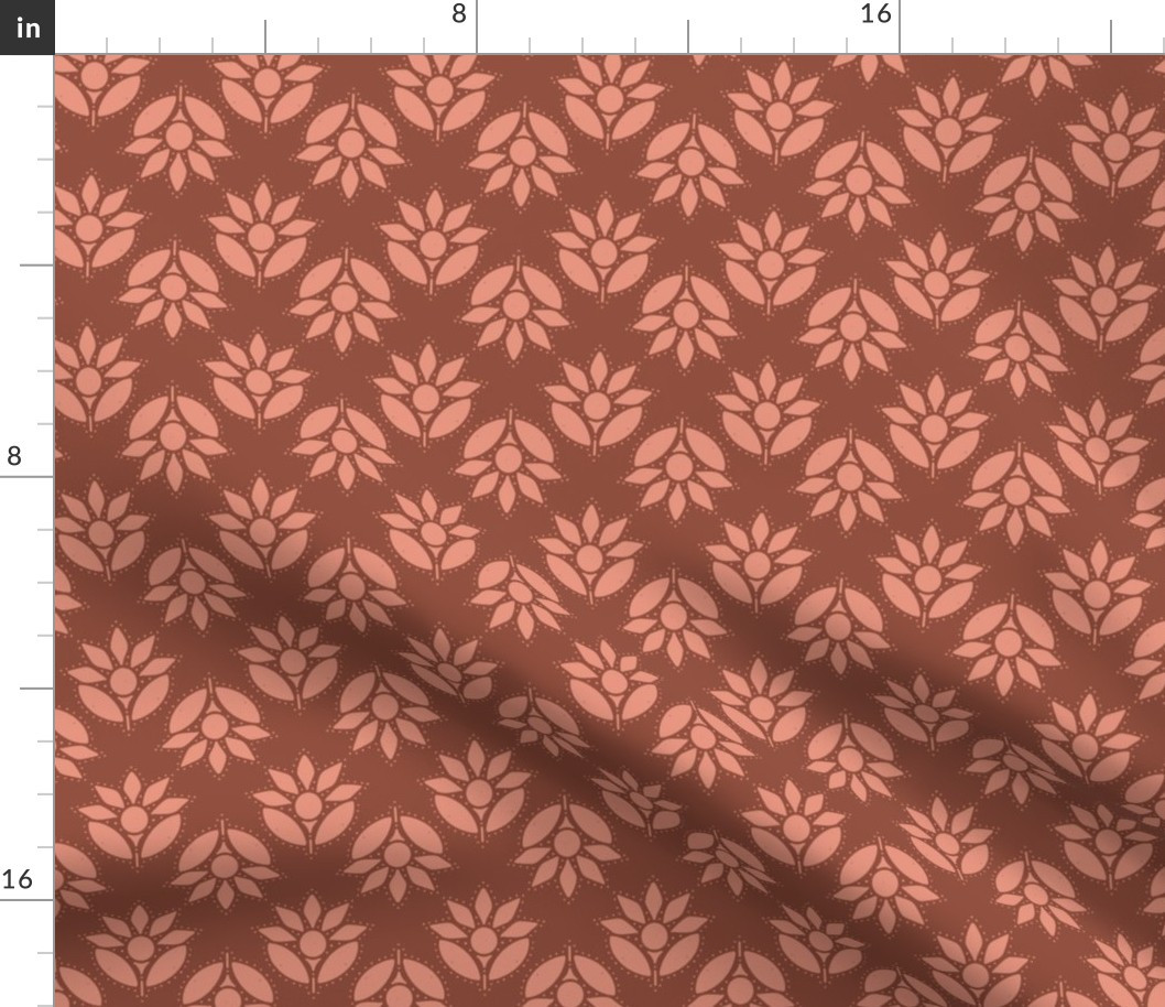 Western Floral Stoneware And Salmon Fabric bycoastlstudio | Spoonflower