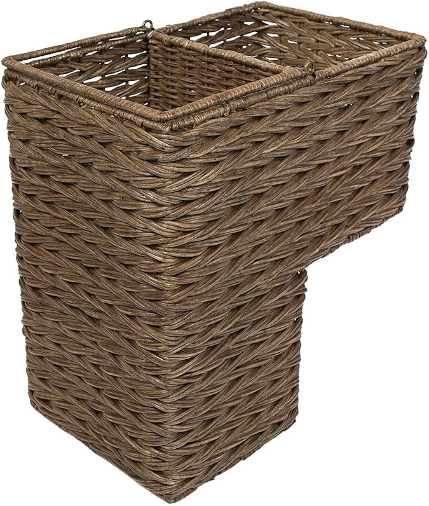 KOUBOO 1060100 Sweater Weave Handwoven Wicker Stair Step Basket, 15" x 9.5" x 16", Coffee Brown | Amazon (US)