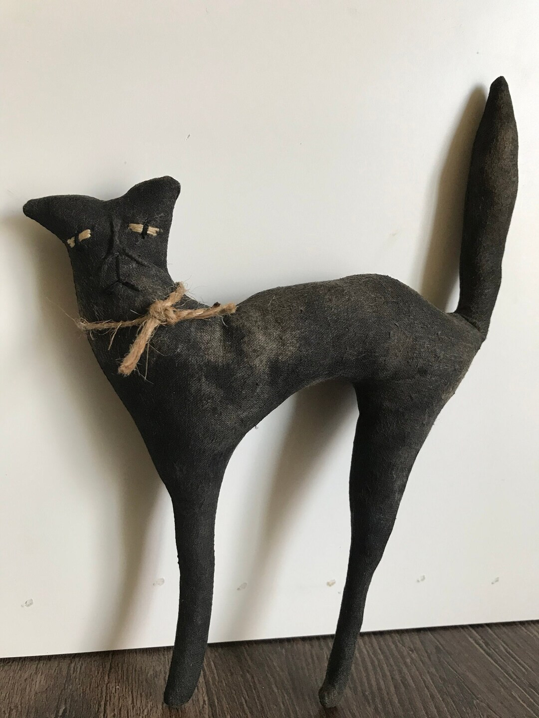 Primitive Halloween Folk Art Black Cat Shelf Sitter Doll - Etsy | Etsy (US)