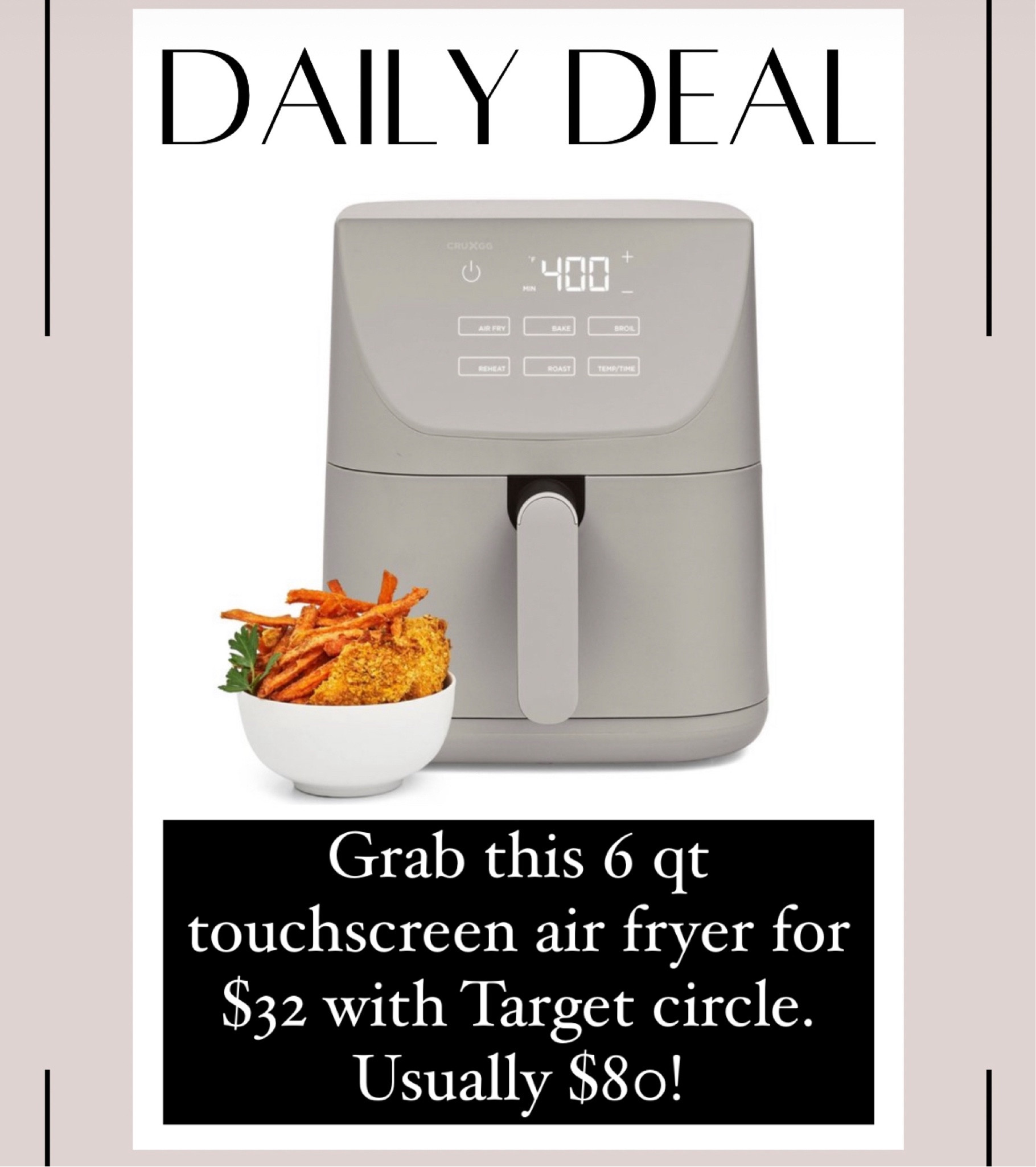 CRUXGG 6qt Touchscreen Air Fryer