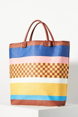 Checkered Stripe Tote | Anthropologie (US)