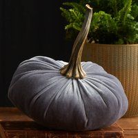 Large Velvet Pumpkin Gray, Home Decor Trends, Fall Wedding Centerpiece, Modern Rustic Decor, Shabby  | Etsy (US)
