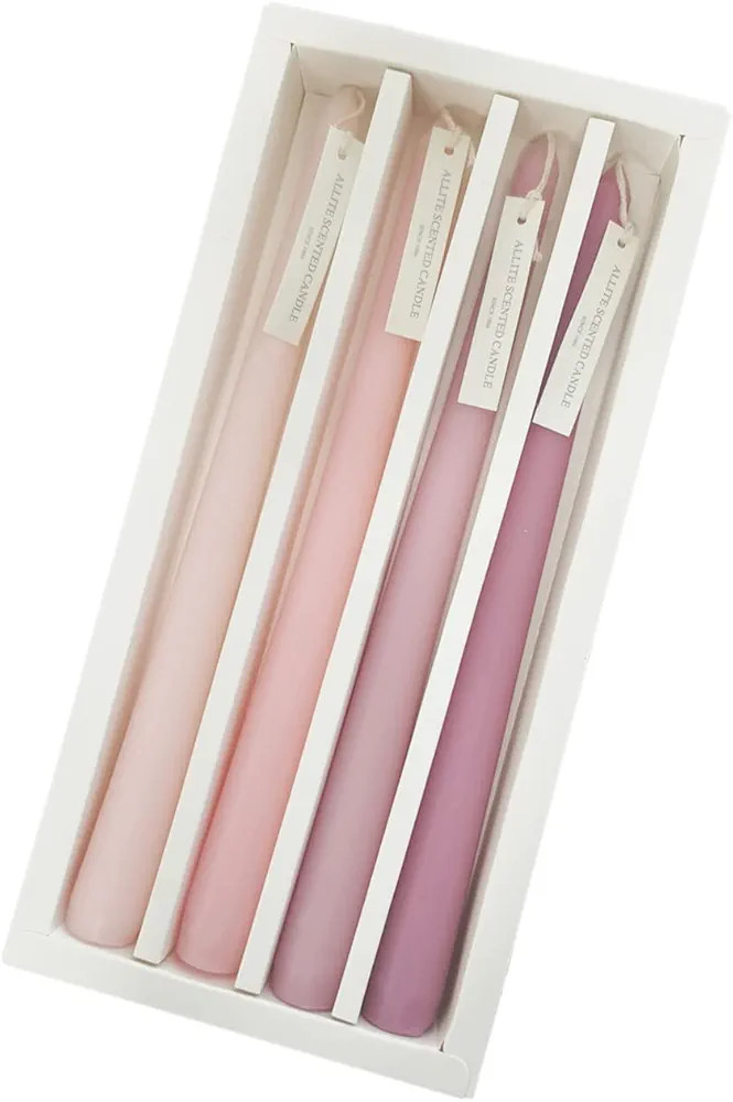 4 PCS Romantic Rose Scent Scented Pink Gradient Color Scented Taper Candles Smokeless Candle Long... | Amazon (US)