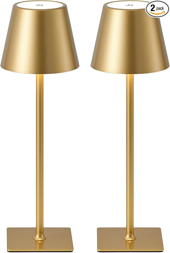 2 Pack Cordless Table Lamp, Portable LED Desk Lamps, 5000mAh Battery Operated, 3 Color Stepless D... | Amazon (US)