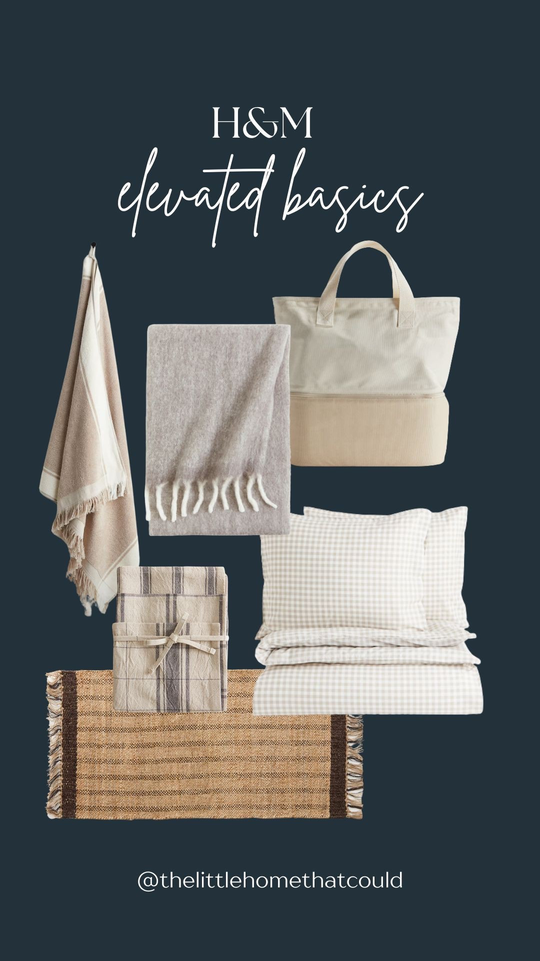 H&M elevated basics! Towel, beach bag, throw blanket, gingham duvet, tea towels and jute rug 

#LTKGiftGuide #LTKSeasonal #LTKHome