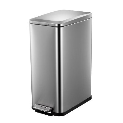 13 Gallon / 50L Slim Trash Can, Stainless Steel Kitchen Trash Can, Fingerprint-Proof Step Garbage Rubbish Bin with Removable Inner Bucket & Lid | Target