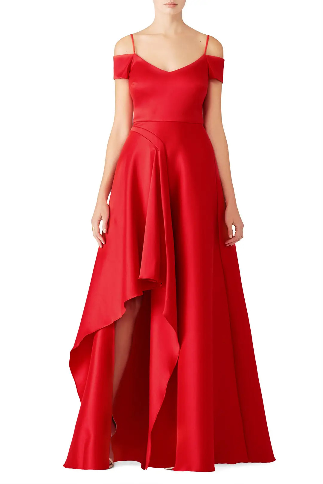 Red Asymmetrical Gown | Rent The Runway