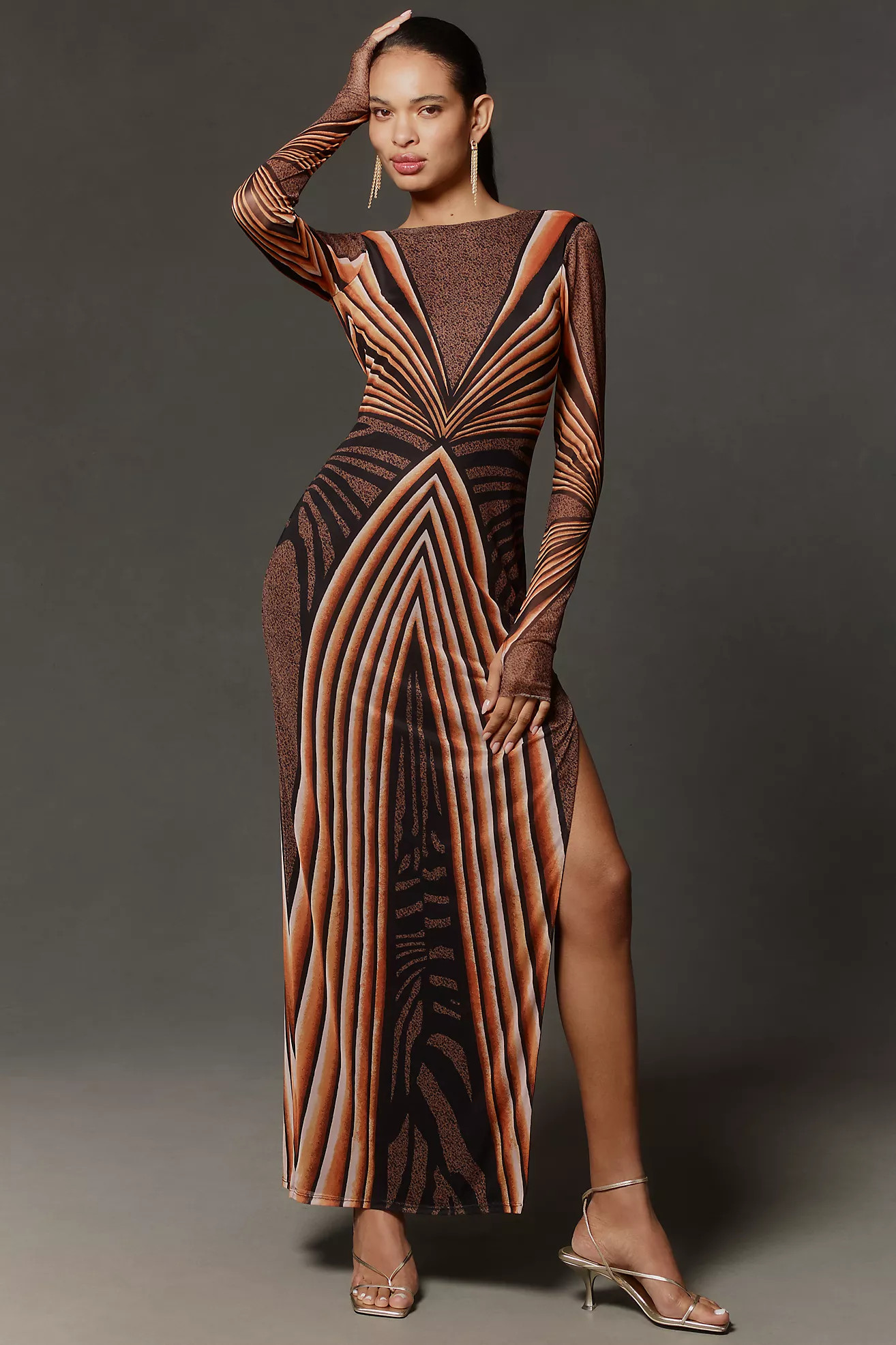 AFRM Nettie Long-Sleeve Mesh Maxi Dress | Anthropologie (US)