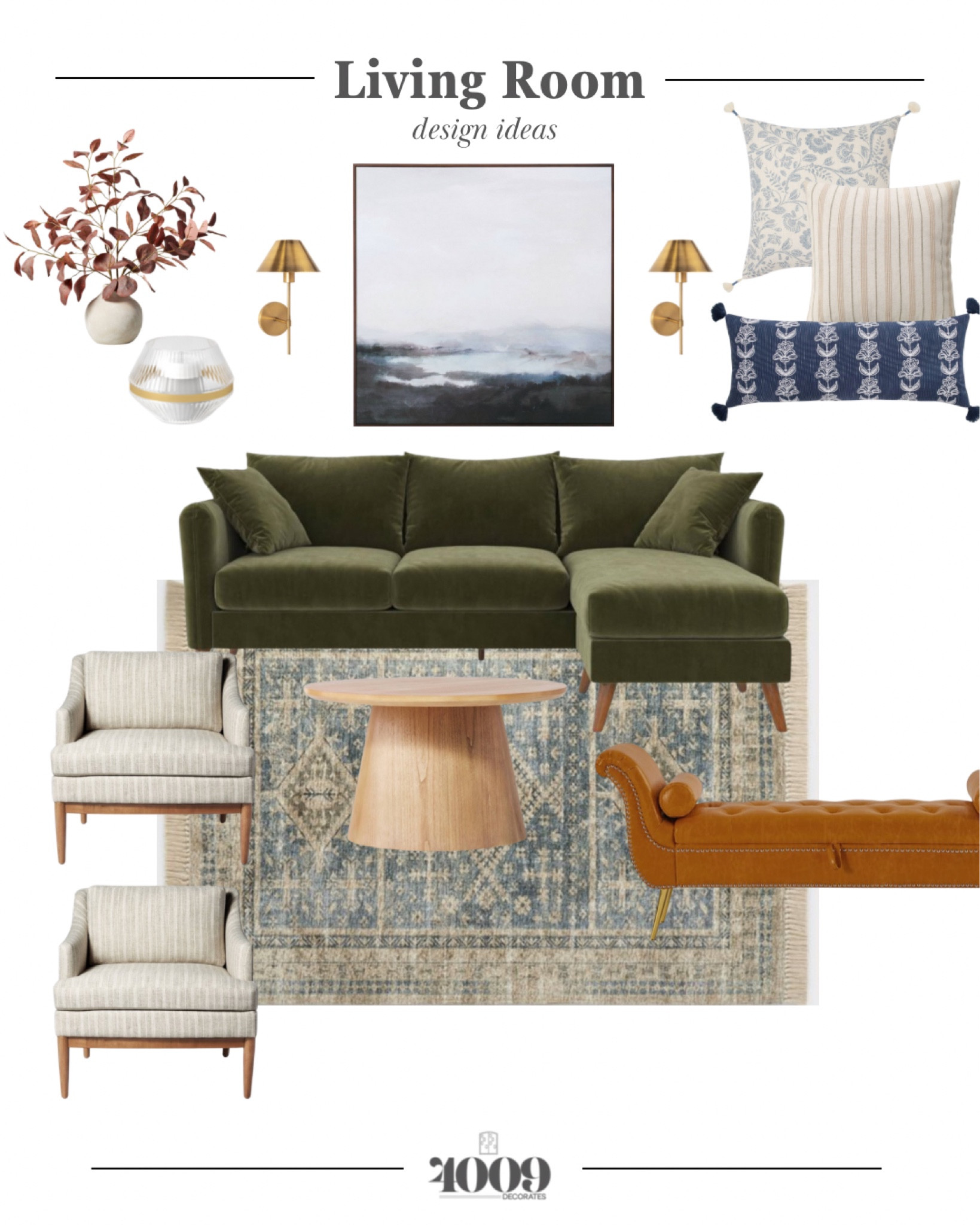 Living room design 

Living room inspo, living room decor, velvet sofa, velvet sectional, upholstered chairs, accent chairs, vintage rug, wood coffee table, round coffee table, big art, canvas, faux florals, vase, candle holder, wall sconces, brass sconce, throw pillows, chaise, leather chaise, bench, leather benchh

#LTKhome #LTKfamily #LTKstyletip