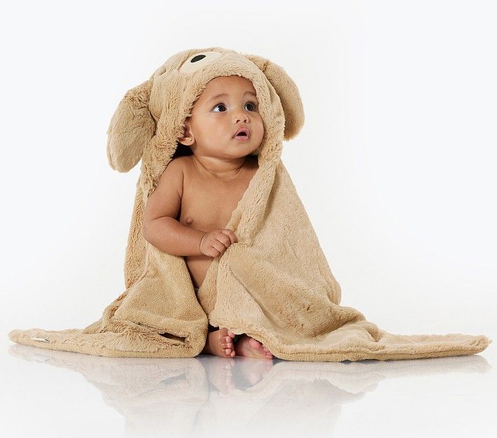 Faux-Fur Labradoodle Baby Hooded Towel | Pottery Barn Kids