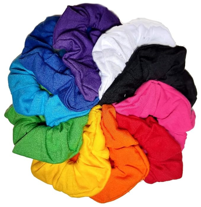 Cotton Scrunchie Set, Set of 10 Soft Cotton Scrunchies (Bright Color Assortment) | Amazon (US)
