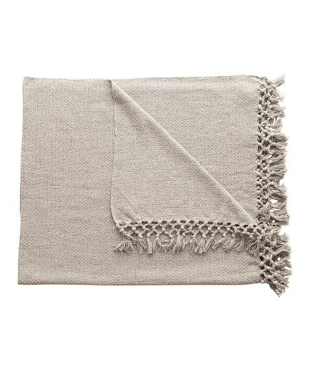 Gray Macramé-Trim Throw | Zulily