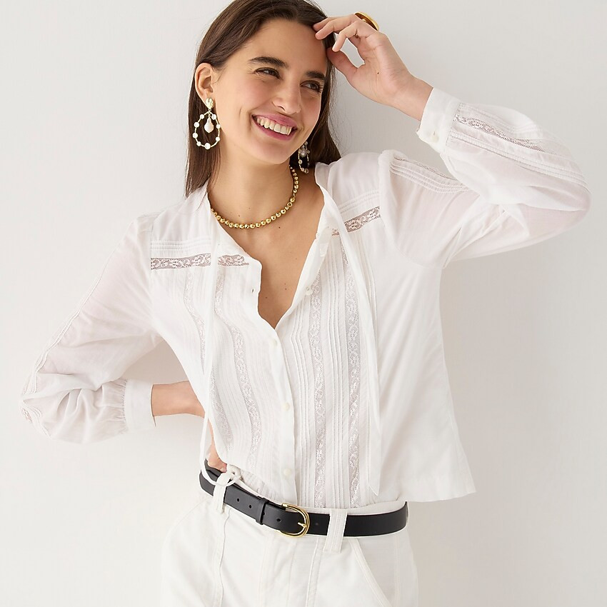 Tie-neck lace top | J. Crew US