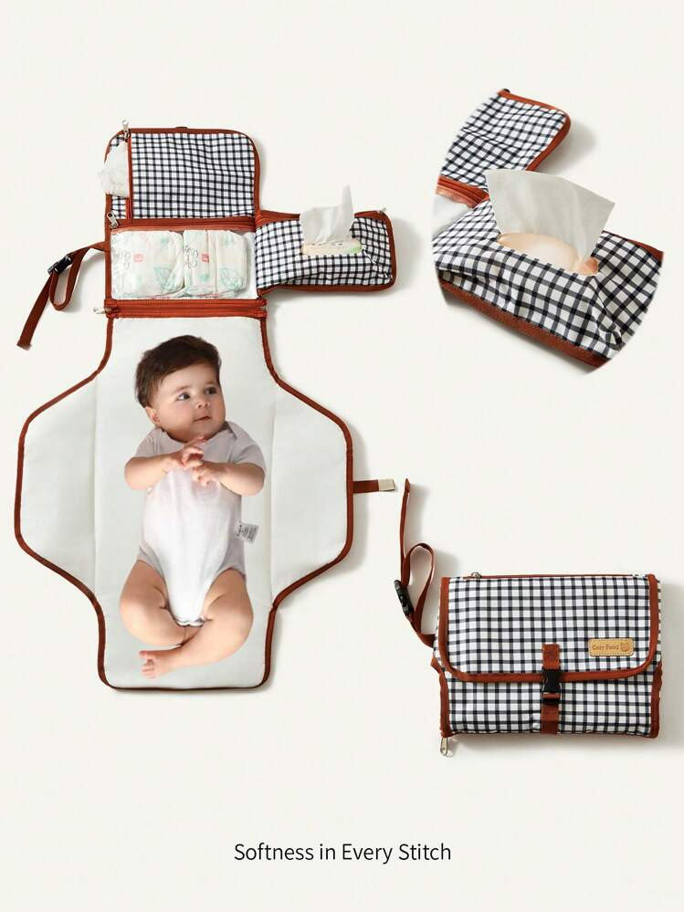 Cozy Pixies New Plaid Portable Waterproof Baby Diaper Pad, Multifunctional Changing Mat For Outdo... | SHEIN