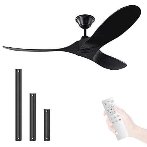 60 Inch Retro Wooden Ceiling Fans with Remote, Outdoor Indoor Modern Inverter Silent Ceiling Fan,... | Amazon (US)